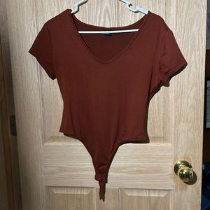 Low-Cut Maroon Bodysuit Tee